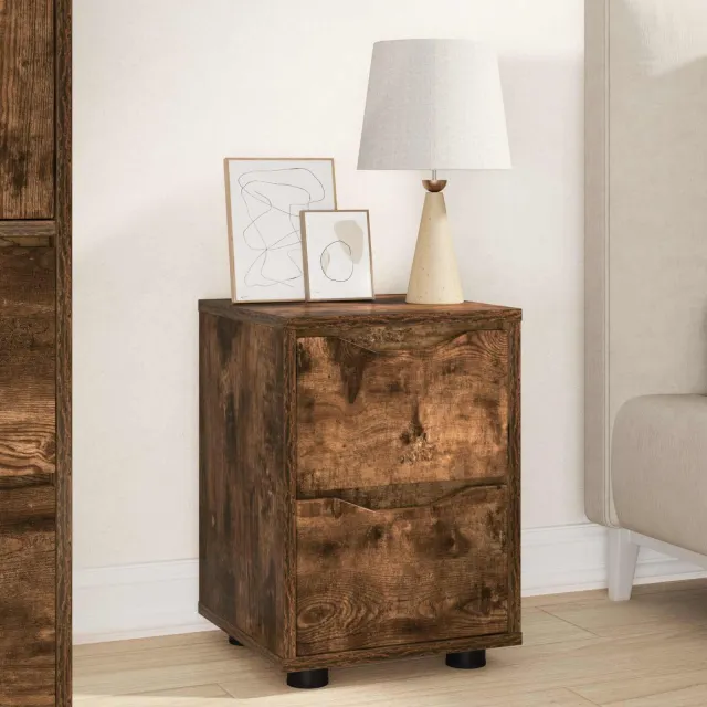vidaXL Nachtkastje Gerookt eiken 30,5 x 30 x 43 cm Bewerkt hout, foto 2