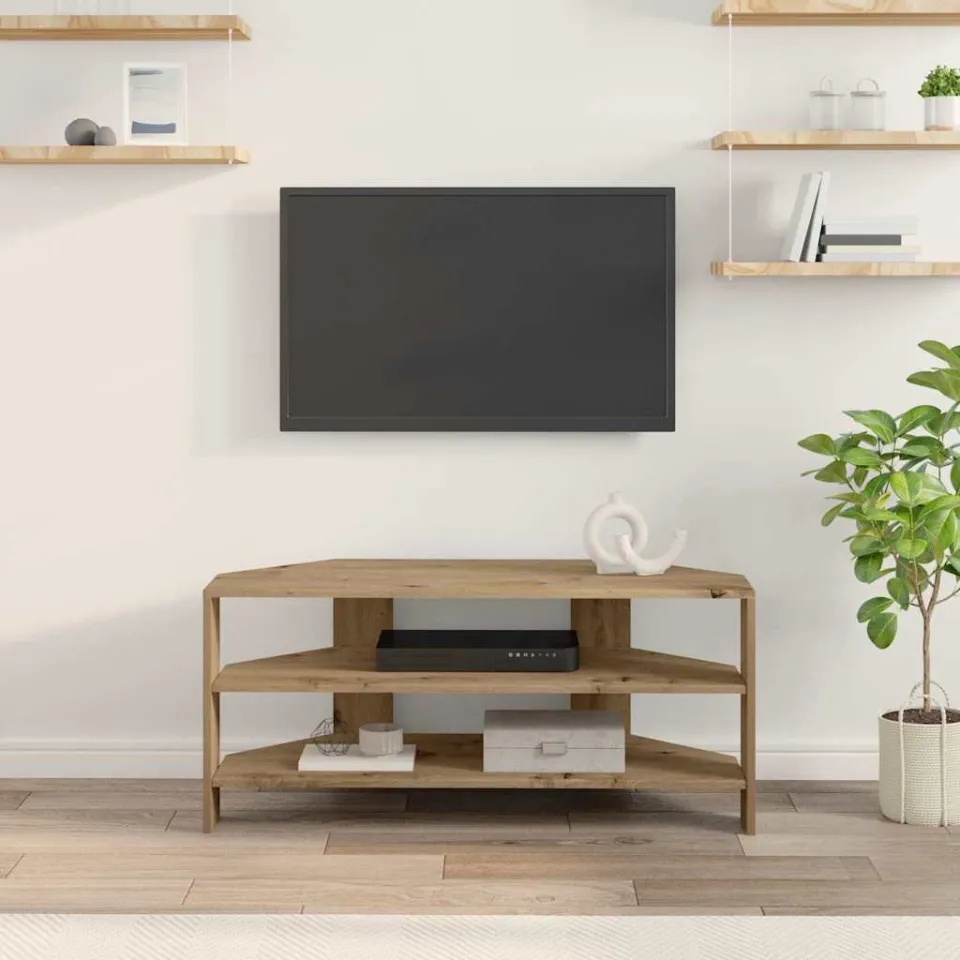 vidaXL HoekTVKast 100 x 40,5 x 45 cm Artisanaal eiken Bewerkt hout, foto 4