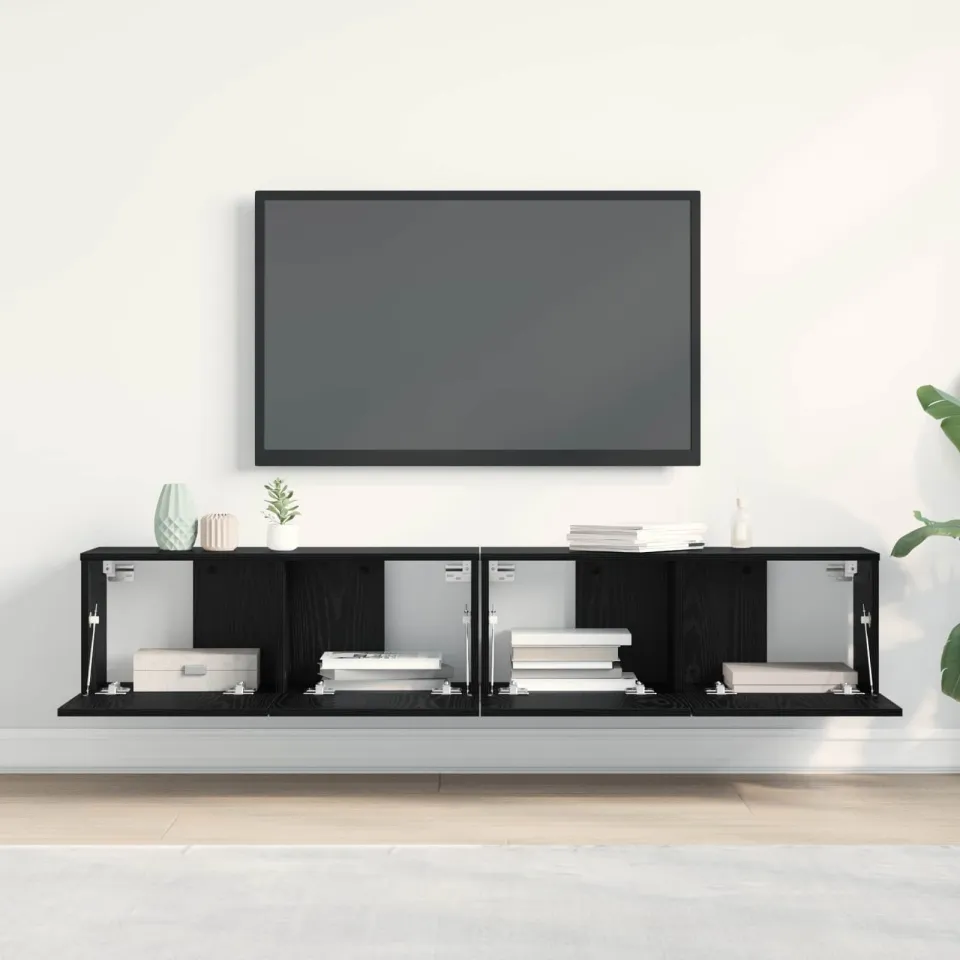 vidaXL TV-kast 2 st Zwart Eiken Bewerkt hout, foto 4
