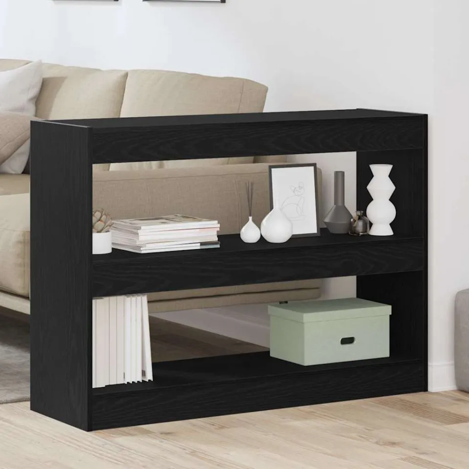 vidaXL Boekenkast 2-laags 100 x 30 x 72 cm Bewerkt hout Zwart Eiken, foto 4