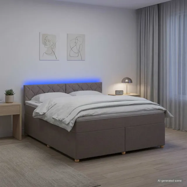vidaXL Boxspringbed met matras met hoofdeinde Taupe 140 x 200 cm Stof