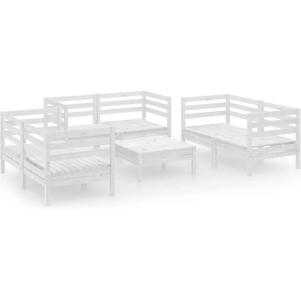 vidaXL 7-delige Loungeset massief grenenhout wit, foto 3