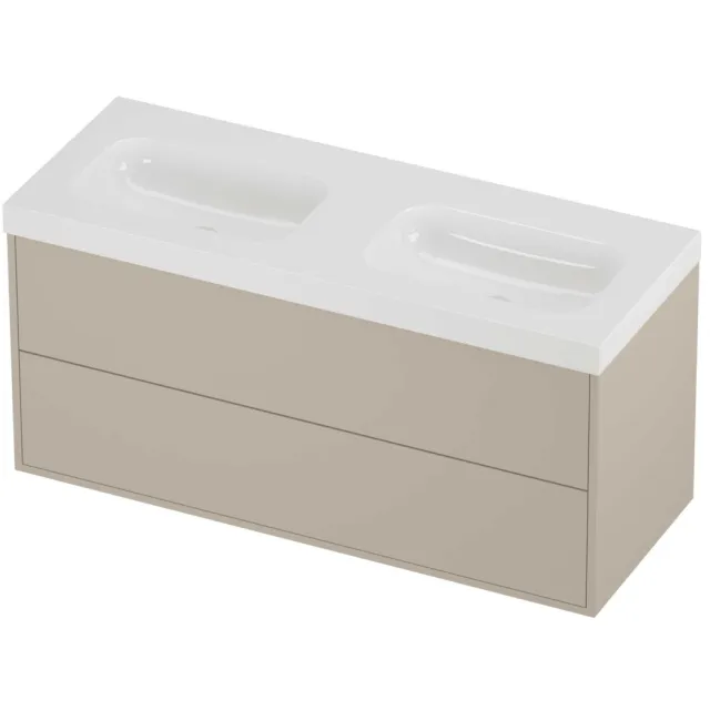 Proline Haga Badmeubelset Polystone Mezza In Kader 120x46x58 cm Glans Wit Soft Linen Beige