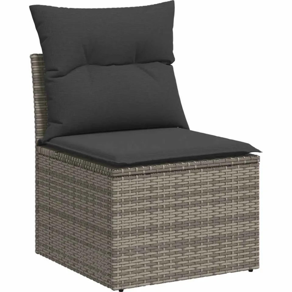 vidaXL 5-delige Loungeset met kussens poly rattan grijs