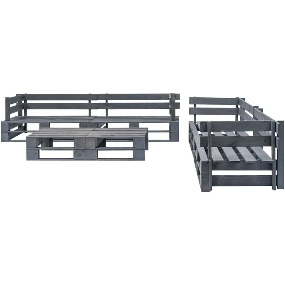 vidaXL 6-delige Loungeset pallet hout grijs, foto 2