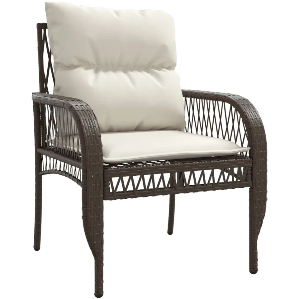 vidaXL 4-delige Loungeset met kussens poly rattan bruin, foto 4