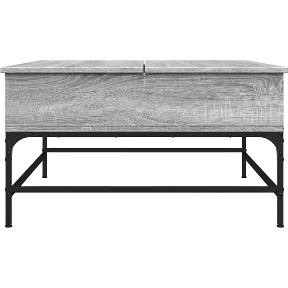 vidaXL Salontafel 80x80x45 cm bewerkt hout en metaal grijs sonoma, foto 4
