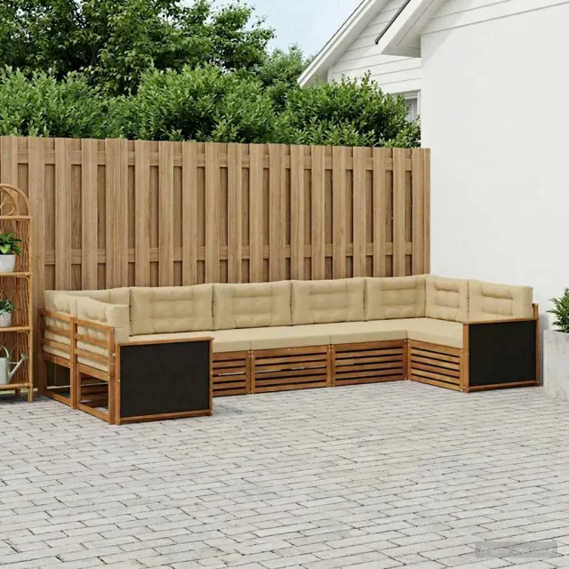 vidaXL Buiten bankenset 7 st 7-zits Natuurlijk en Beige