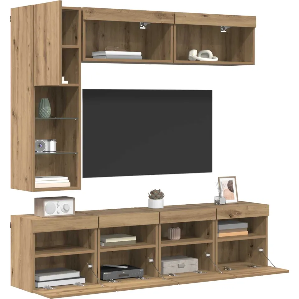 vidaXL TV-kast 7 st 30,5 x 30 x 102 cm Artisan Eiken Bruin