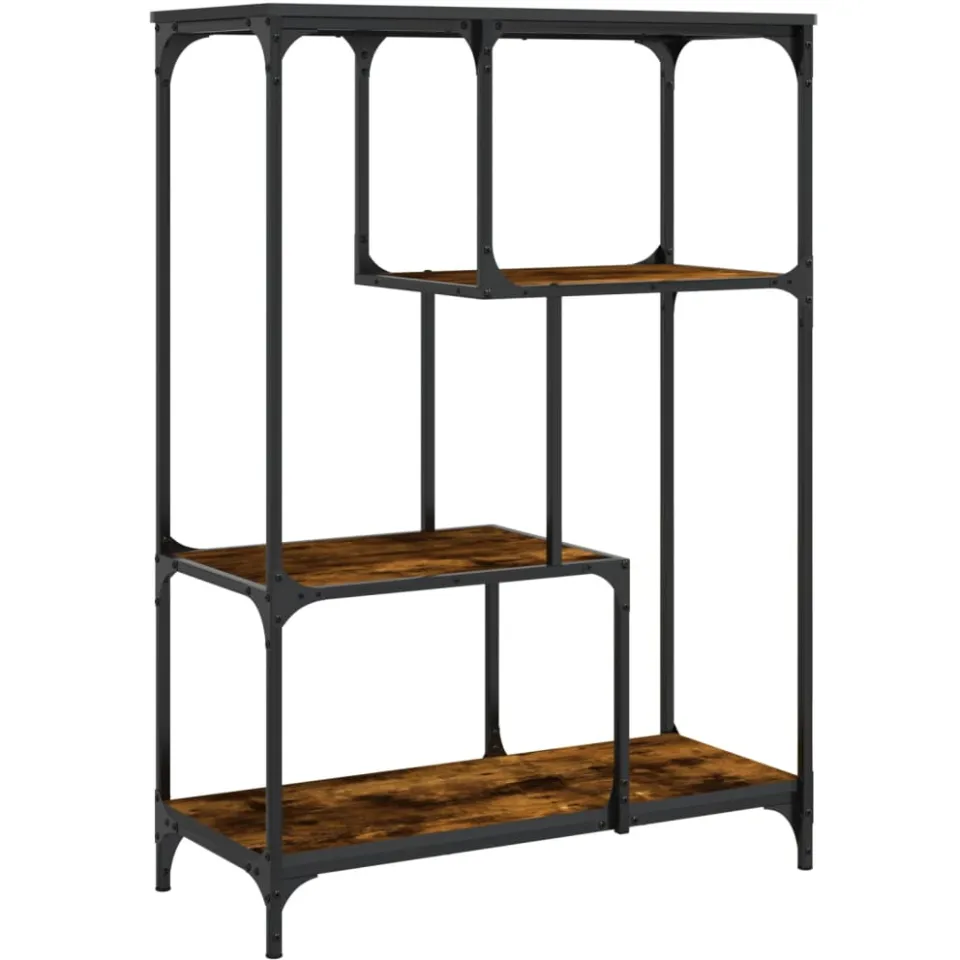 vidaXL Boekenrek 81x36x115 cm bewerkt hout en staal gerookt eikenkleur, foto 3