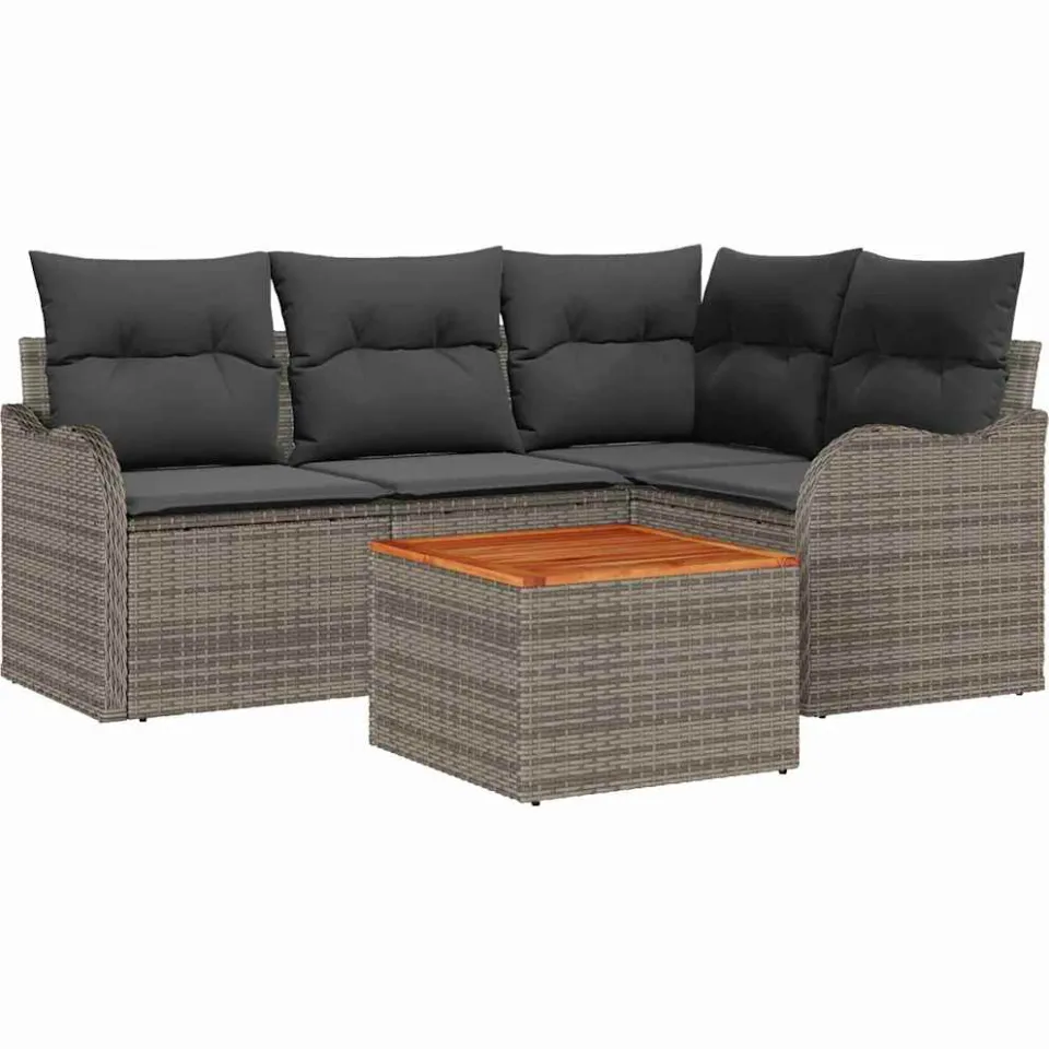 vidaXL Tuinbankenset 5 st Grijs poly rattan