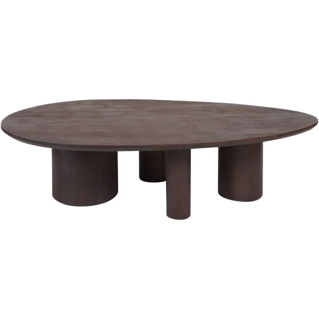 Home67 Salontafel Amir 140 x 80 cm - Espresso Mangohout - Organische Salontafel met Kiezelvormig Blad Bruin