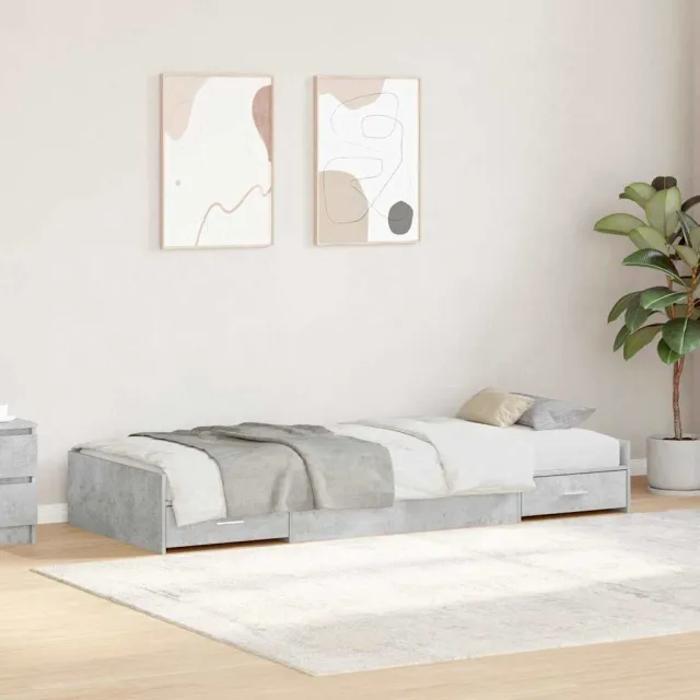vidaXL Bedframe met lade Beton Grijs 75 x 190 cm Bewerkt hout