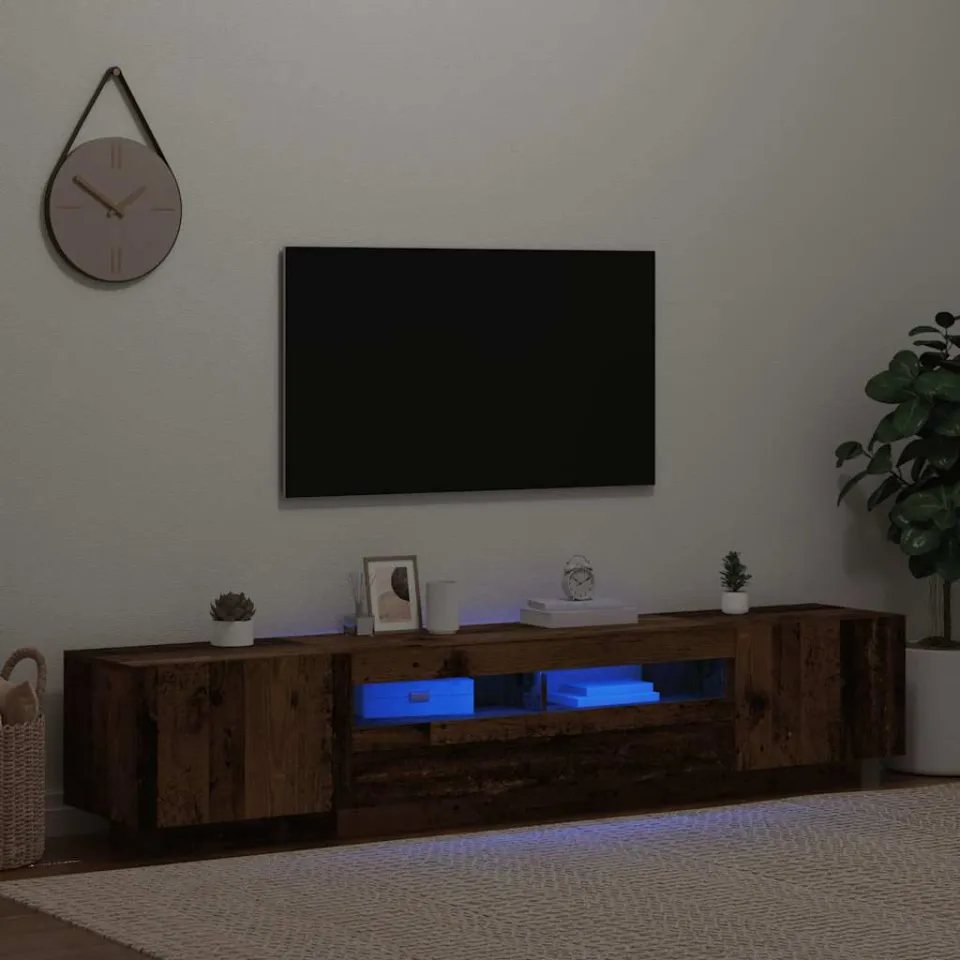vidaXL Tv-meubel met LED 200x35x40 cm bewerkt hout oud hout bruin, foto 3