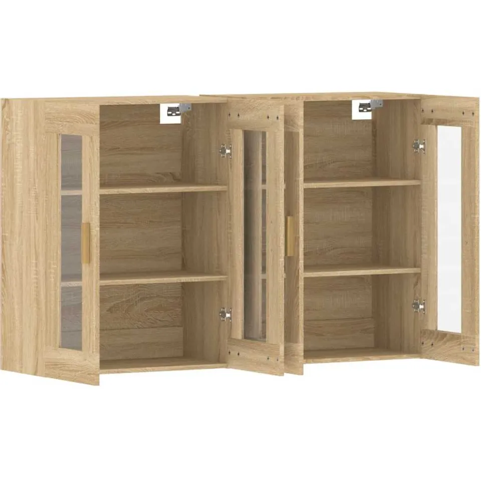 vidaXL Hangkasten 2 st bewerkt hout sonoma eikenkleurig Bruin