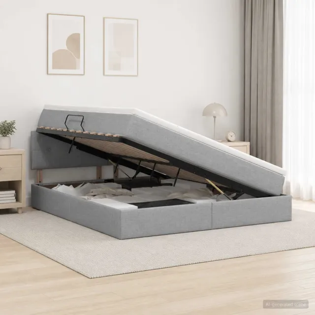 vidaXL Opbergbed met matras Lichtgrijs 140 x 190 cm fluweel