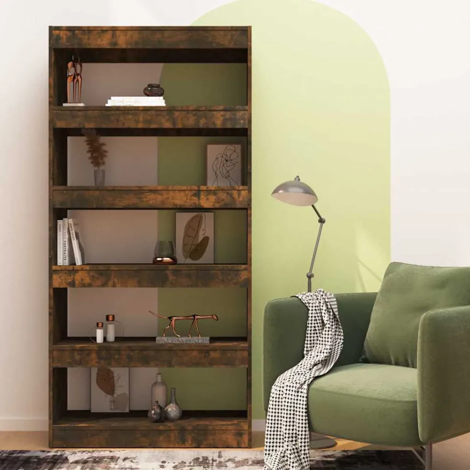 vidaXL Boekenkast/kamerscherm 80x30x166 cm spaanplaat gerookt eiken, foto 3