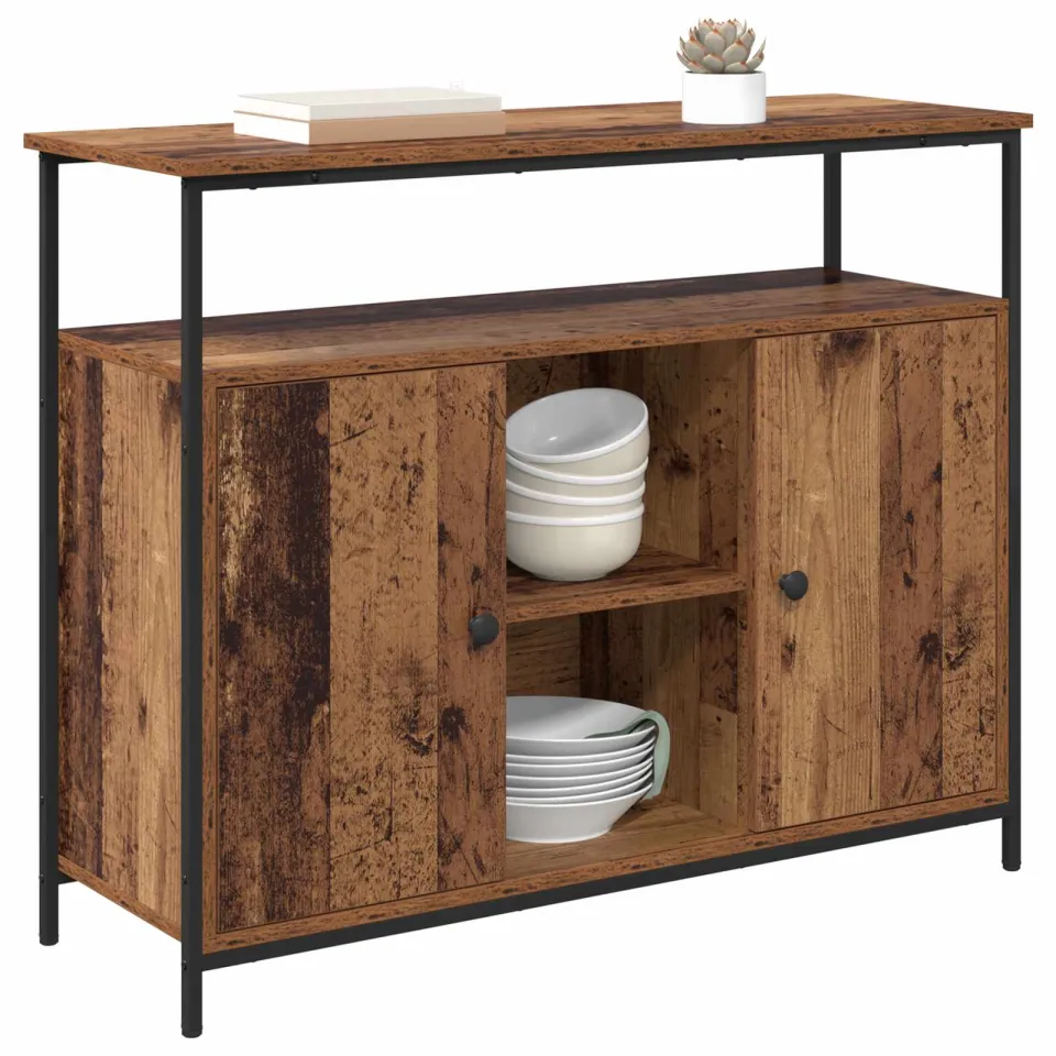 vidaXL Dressoir Oud Hout 100 x 35 x 80 cm Bewerkt hout bruin