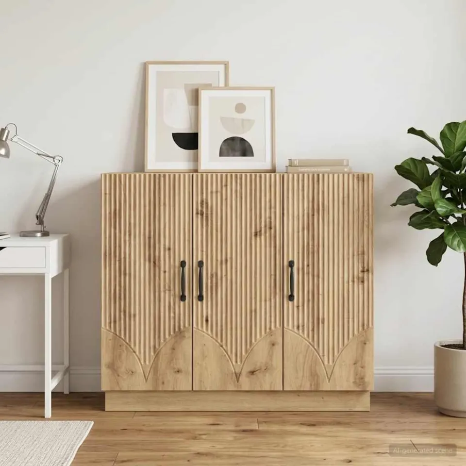 vidaXL Dressoir Artisanaal eiken 89 x 34,5 x 77 cm Bewerkt hout, foto 3