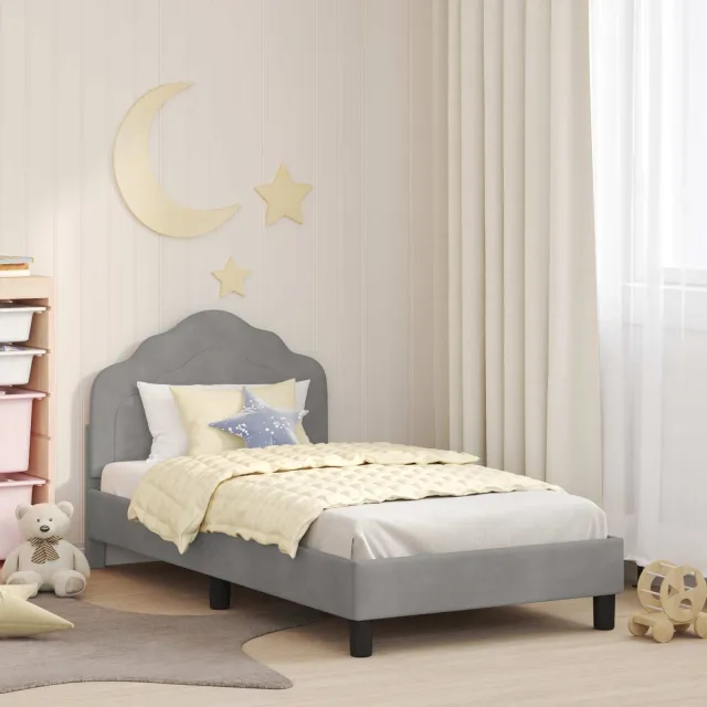 vidaXL Bedframe voor kinderen met hoofdbord Lichtgrijs 80 x 160 cm