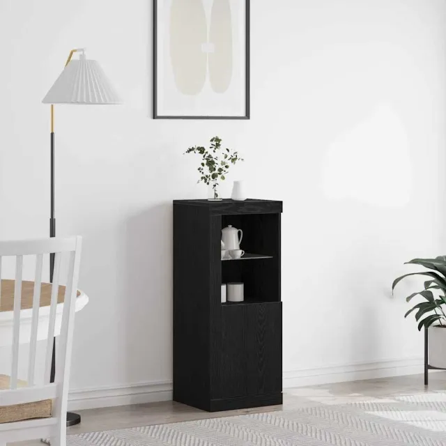 vidaXL LED Sideboard Zwart Eiken 41 x 37 x 100 cm Bewerkt hout, foto 2