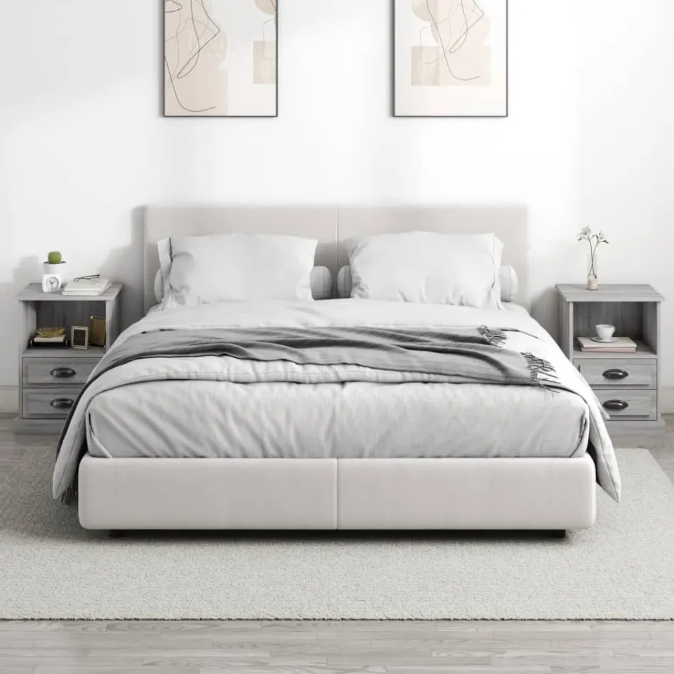 vidaXL Nachtkastjes 2 st 43x36x60 cm grijs sonoma eikenkleurig, foto 2