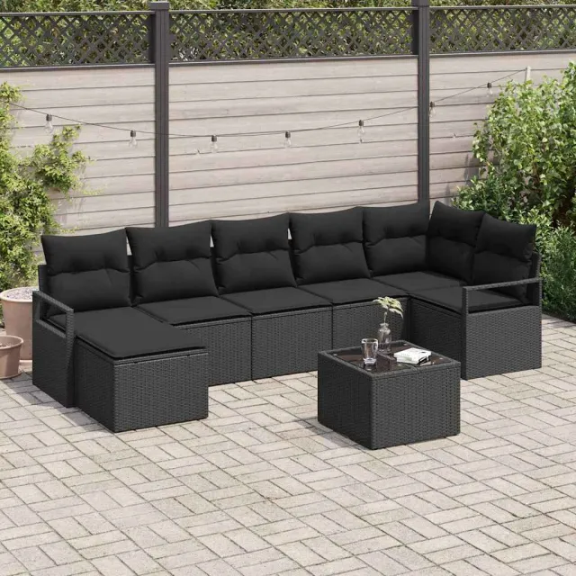 vidaXL Bankstel 8 st Zwart poly rattan, foto 2