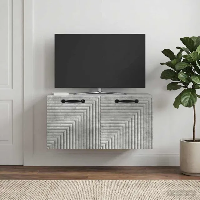 vidaXL Wandbeugel TV-kast Betongrijs 59,5 x 31 x 30 cm Bewerkt hout