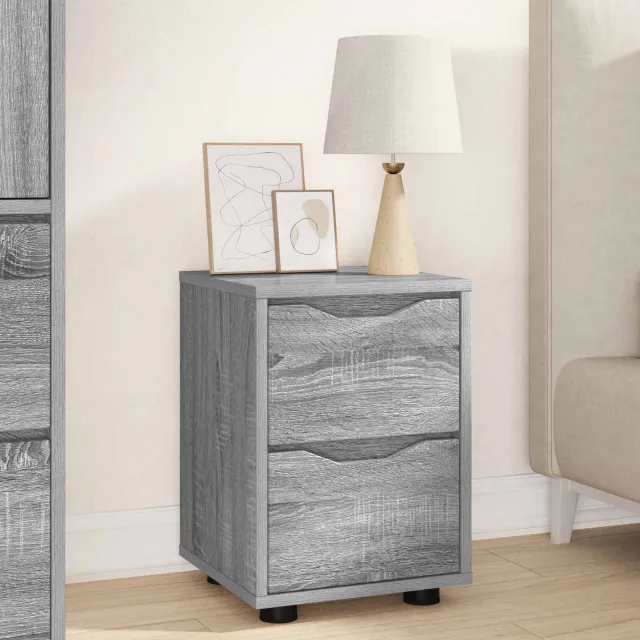 vidaXL Nachtkastjes 2 st Grijs Sonoma 30,5 x 30 x 43 cm Bewerkt hout, foto 4
