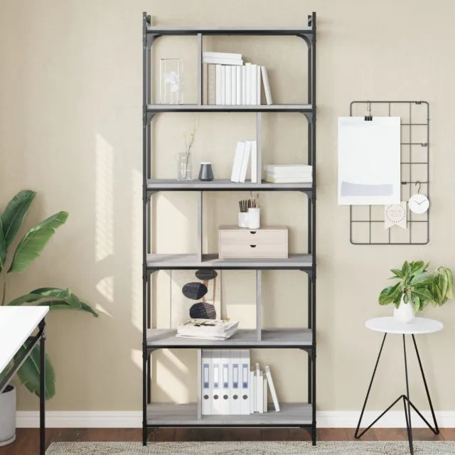 vidaXL Boekenkast 6-laags 76x32x192 cm bewerkt hout grijs sonoma, foto 2
