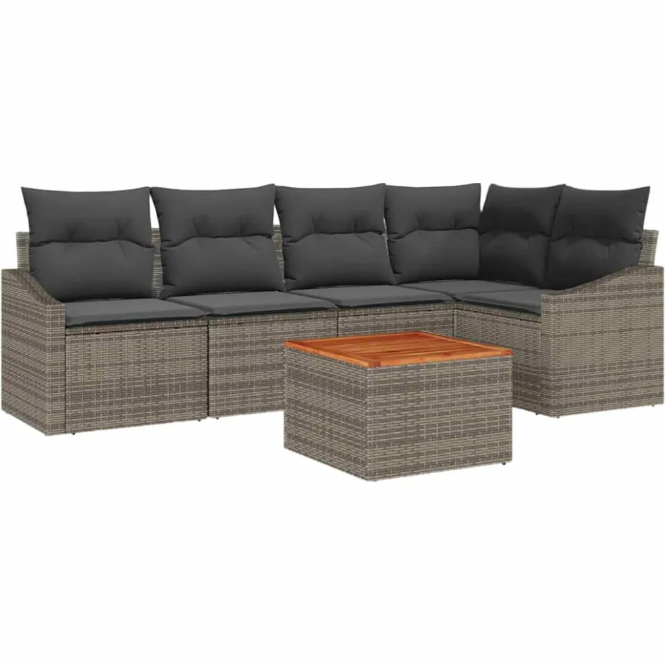 vidaXL Tuinbankenset 6 st Grijs poly rattan