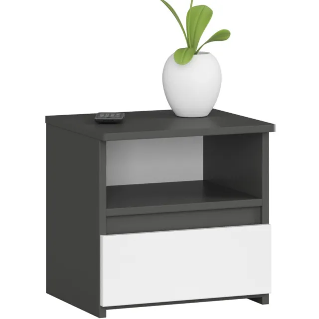 Akord Nachtkastje CL1 met 1 Lade / AKORD Furniture Factory / Grafietgrijs - Wit / 40 x 40 x 35 cm Grafiet Grijs|Wit