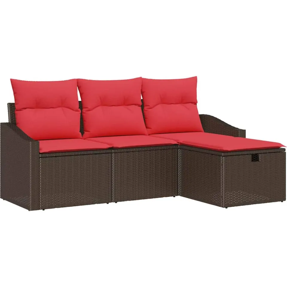 vidaXL Bankstel 4 st Bruin Poly riet