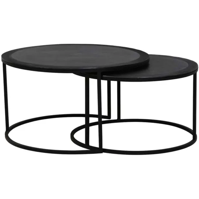 Light & Living Salontafel Talca - Antiek Lood Edge - Ø67,5+Ø75cm - Modern Zwart