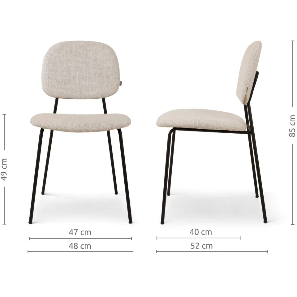 Nolon Jasmijn eetkamerstoel beige melange - zwart onderstel, foto 3
