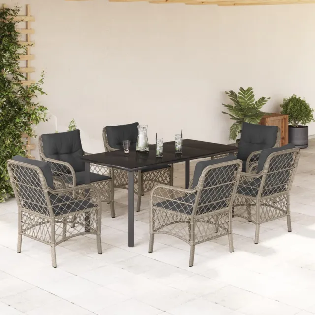 vidaXL 7-delige Tuinset met kussens poly rattan grijs, foto 2