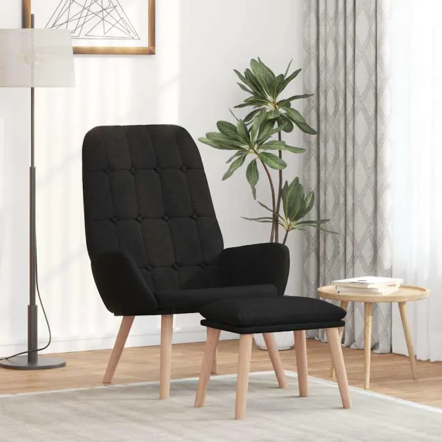 vidaXL Relaxstoel met voetenbank stof zwart