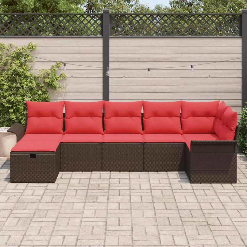 vidaXL Tuin Sofa Set 7 st Poly riet zwart, foto 3