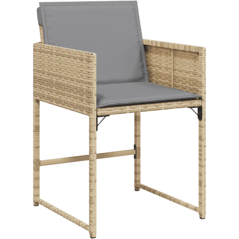 vidaXL 17-delige Tuinset met kussens poly rattan gemengd beige