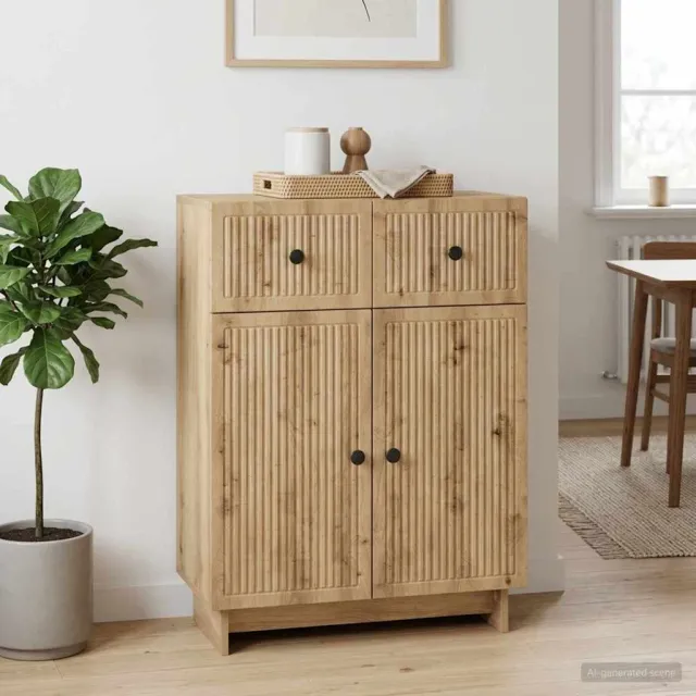 vidaXL Dressoir Artisanaal eiken 66 x 34,5 x 90 cm Bewerkt hout Bruin