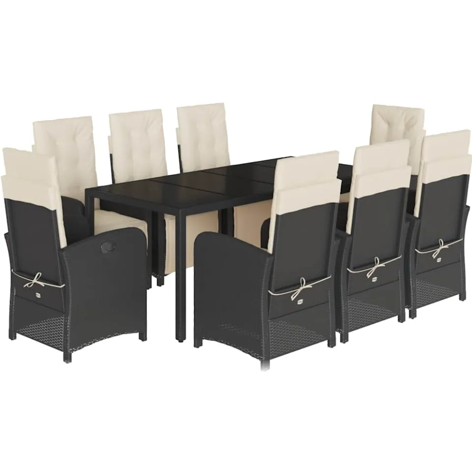 vidaXL 9-delige Tuinset poly rattan zwart, foto 3
