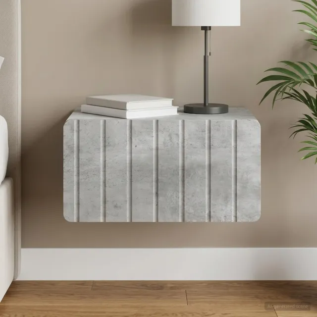 vidaXL Wandbeugel Bedkast Betongrijs 49 x 34,5 x 24 cm Bewerkt hout grijs, foto 2