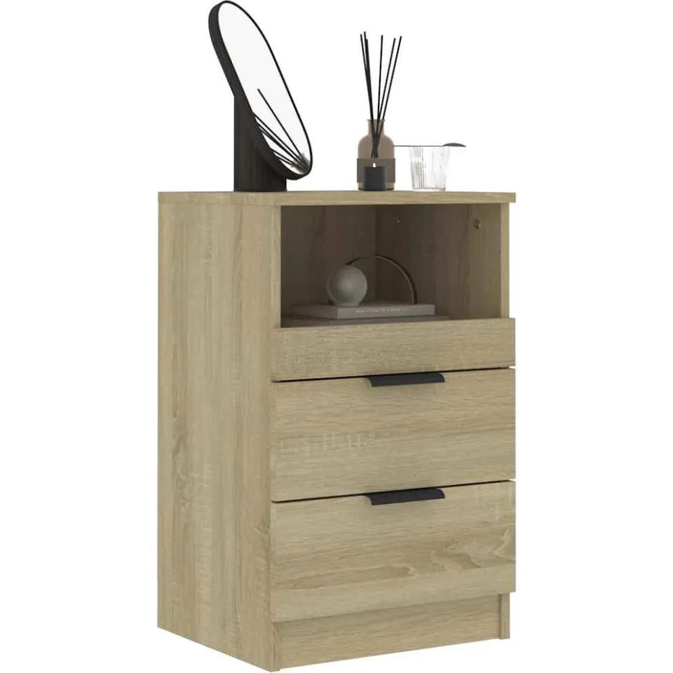 vidaXL Nachtkastje bewerkt hout sonoma eikenkleurig Bruin