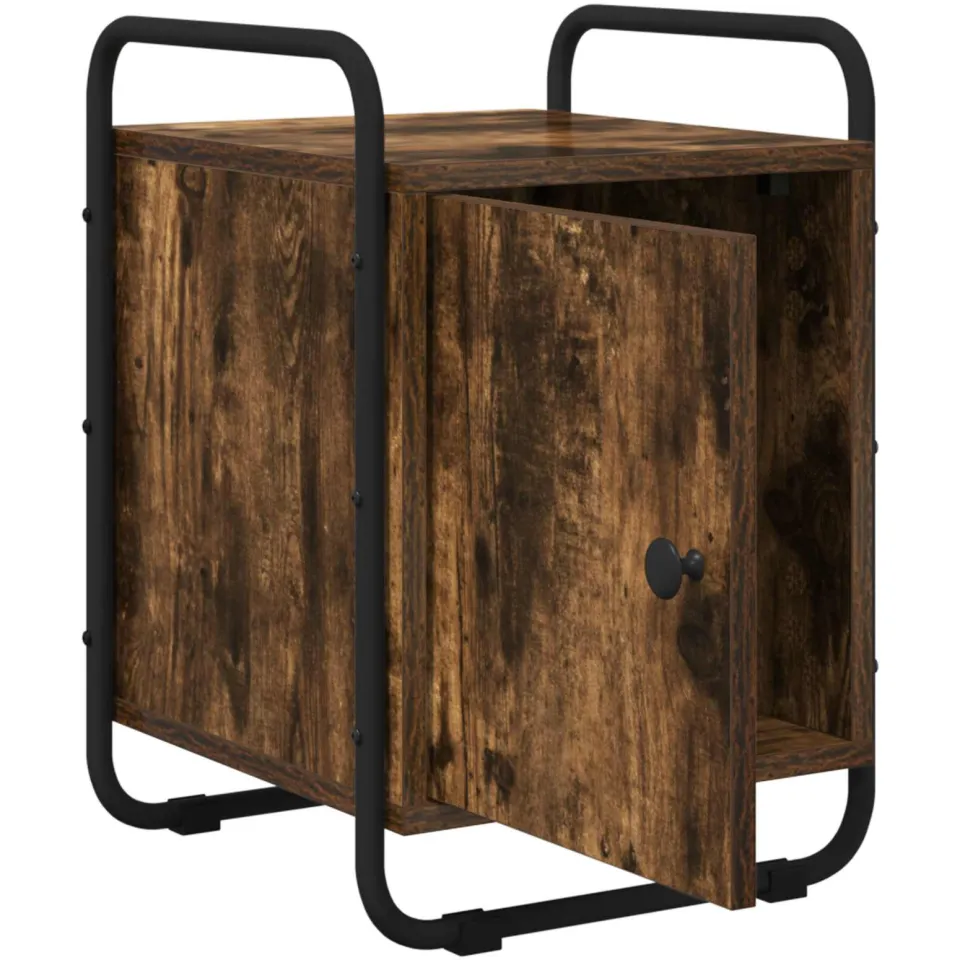 vidaXL Nachtkastje Gerookt eiken 35 x 36.5 x 50 cm Bewerkt hout, foto 4
