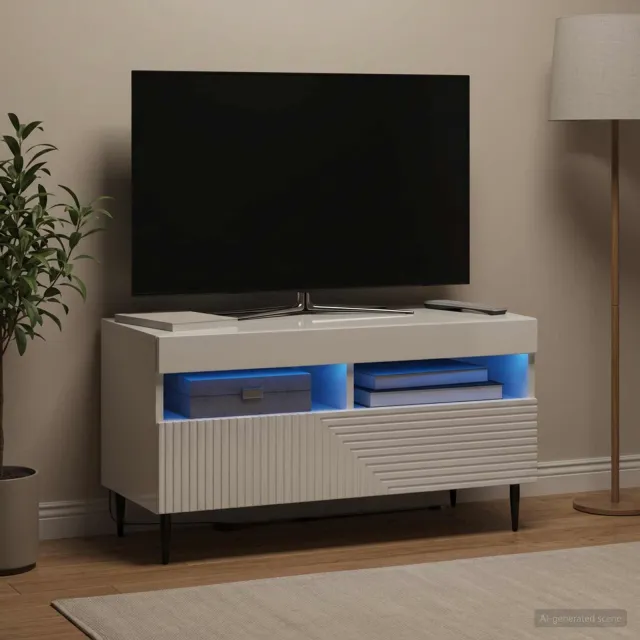 vidaXL LED tv-meubel HAARLEM 81 x 35 x 43 cm Hoogglans Wit, foto 2