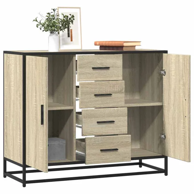 vidaXL Dressoir 92x35x76 cm bewerkt hout sonoma eikenkleurig