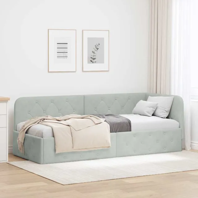 vidaXL Hoekbedframe Lichtgrijs 80 x 200 cm fluweel