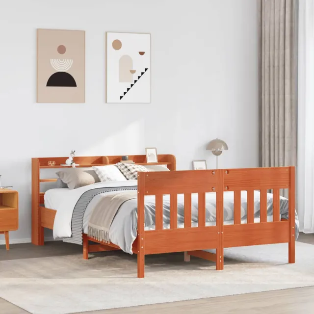 vidaXL Bedframe zonder matras massief grenenhout wasbruin 160x200 cm bruin