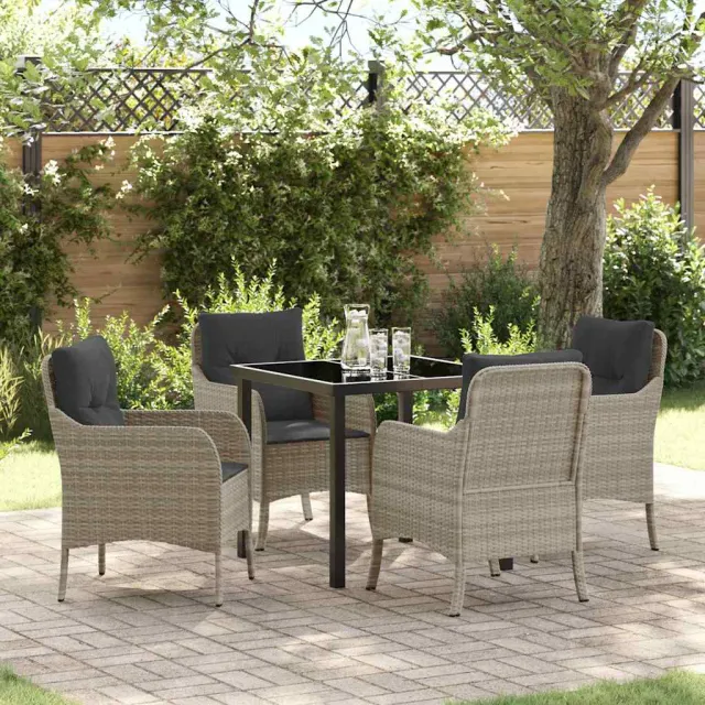 vidaXL Tuin eettafelset 5 st Lichtgrijs poly rattan, foto 2