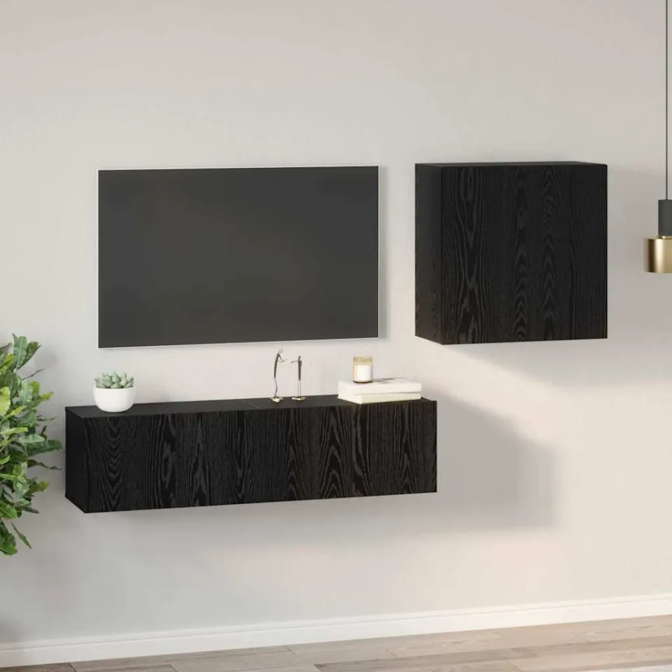 vidaXL Tv-meubelset 4 st Zwart Eiken Bewerkt hout, foto 4